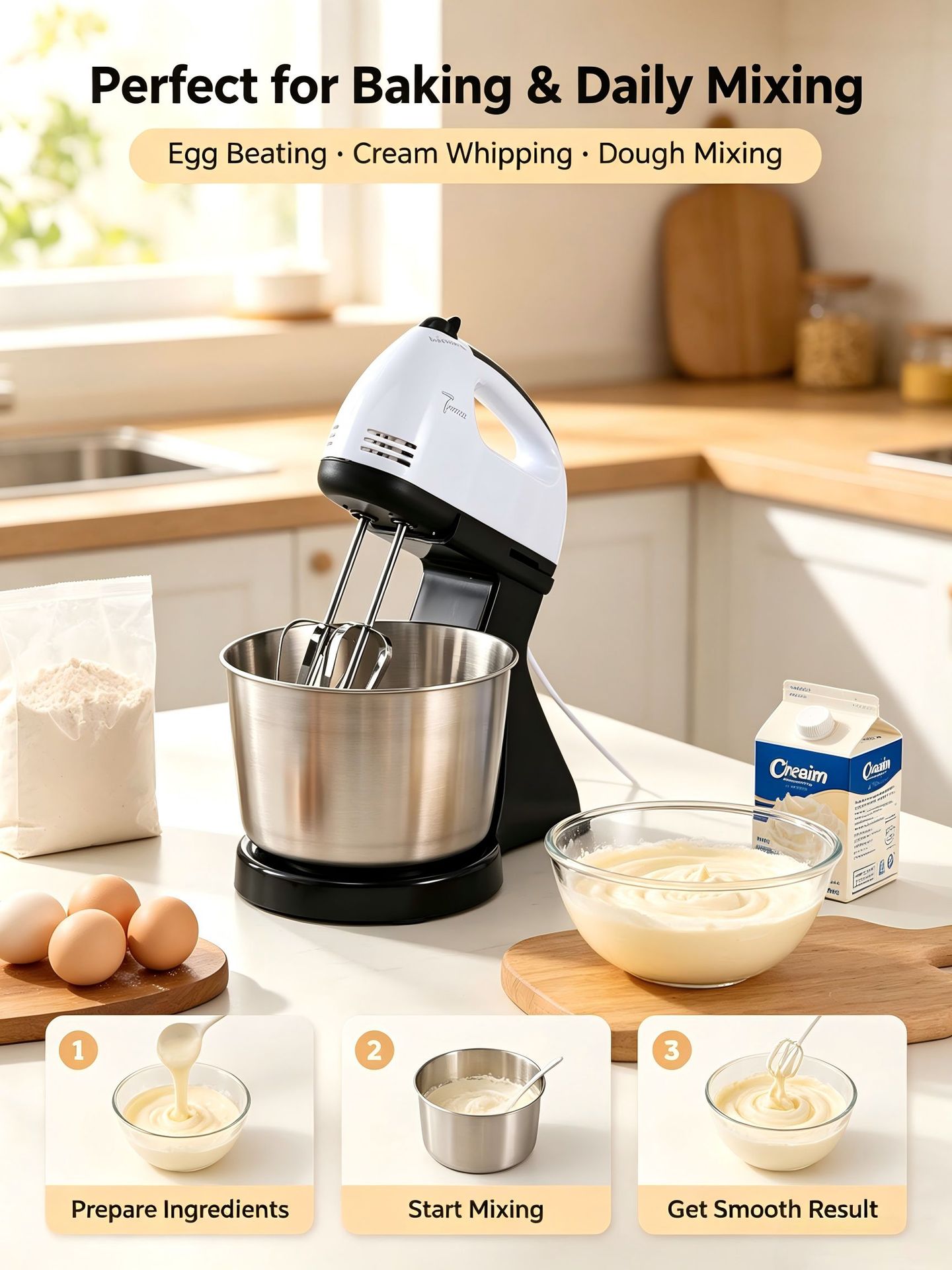 Cross-Border Electric Hand Mixer Household Portable Cream Whipper Dough Mixer Desktop Egg Beater Multifunctional Stirrer
