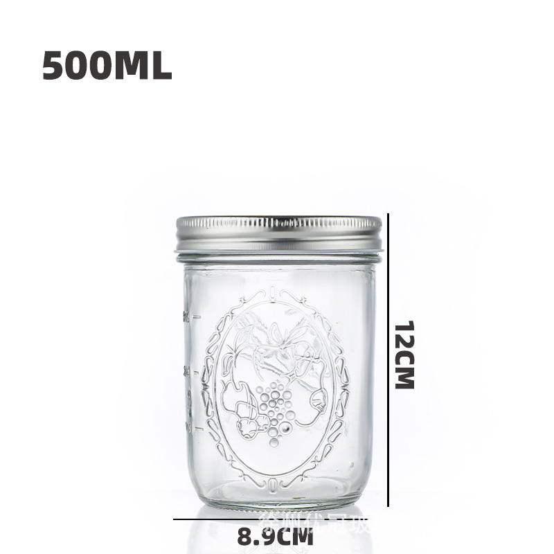 Tarro de albañil de vidrio transparente tarro sellado de la tarro de la ensalada de verduras nueces productos secos de embalaje de almacenamiento de vidrio al por mayor