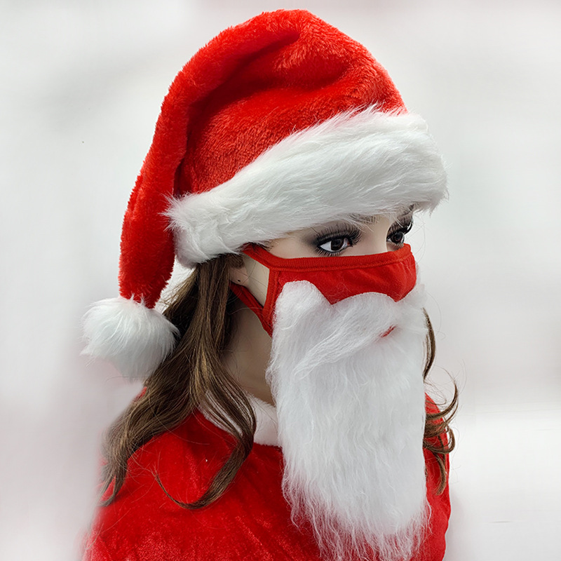 Maschera per barba di Natale Maschera per barba bianca divertente e festiva Maschera in cotone rosso Ornamenti natalizi_voghion.com