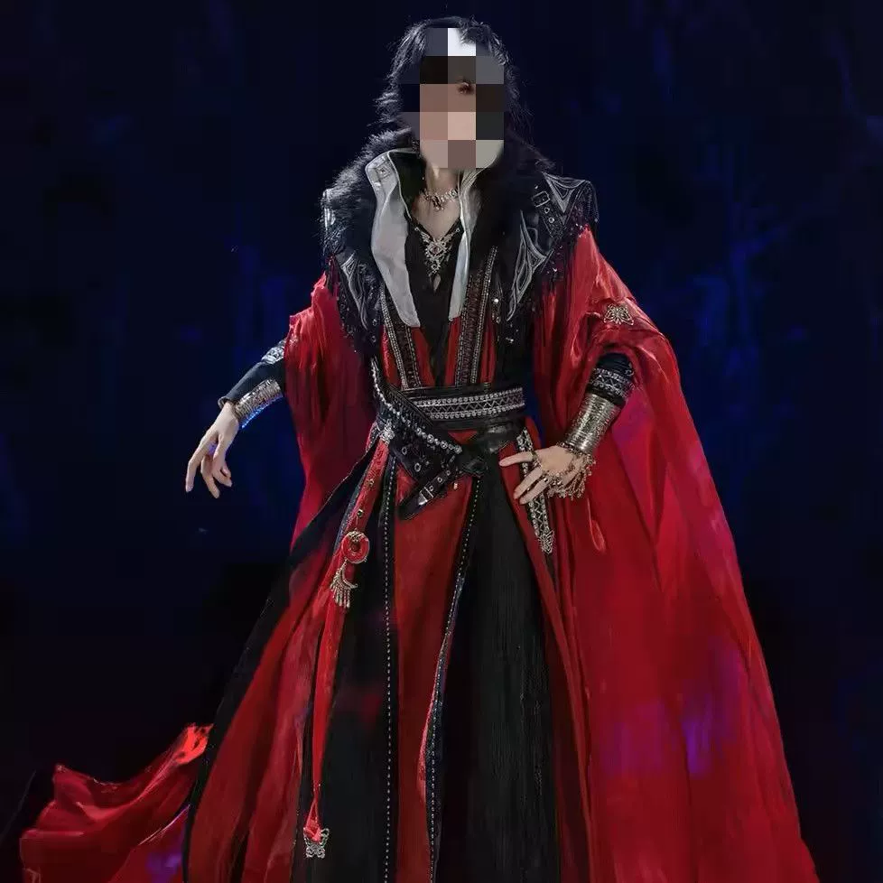 Косплей‑костюм Blessing Huacheng «Blood Rain Thousand Faces», красный велюровый халат с аксессуарами