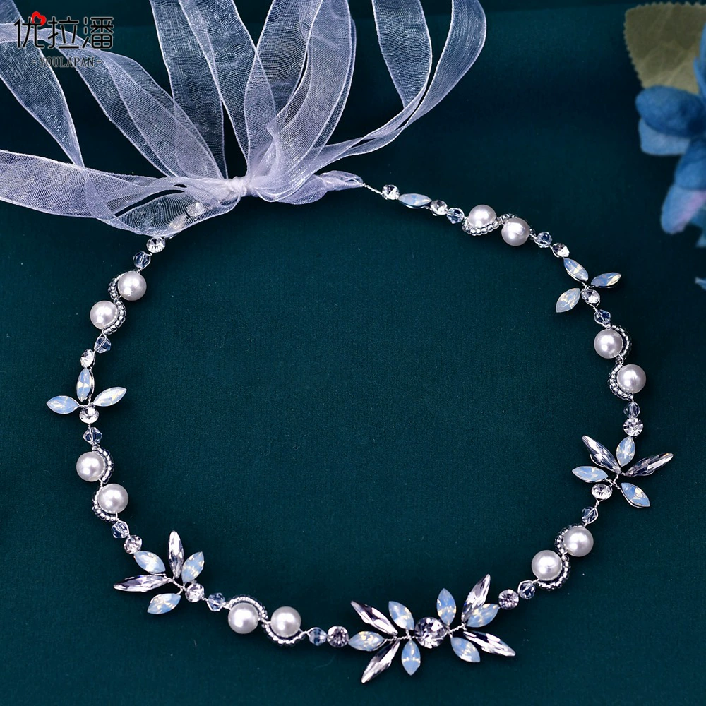 Sophisticated hair accessory for bride, blue headband, small princess costume pearl, HP132, Lolita style