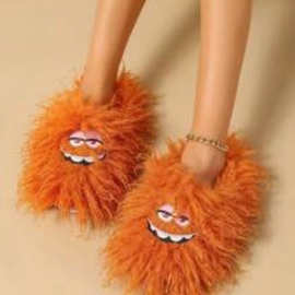 跨境新品Fluffy Slides For Women潮鞋防滑秋冬家居保暖棉拖鞋子