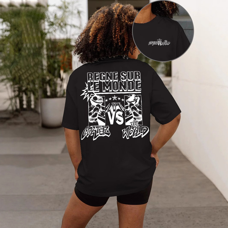 Hes Summer Women's Cotton Breathable Sweat-Absorbent Right Shoulder Popular Printed Boxer Spot Cut Out Casual Work Clothing T-Shirt