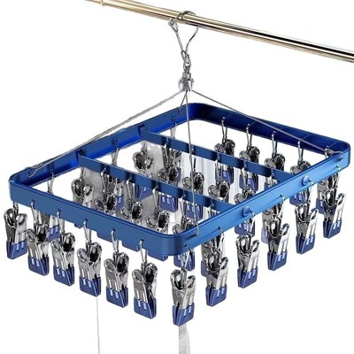 铝合金晾衣架阳台晒袜子神器带多夹子家用不锈钢内衣裤袜子晾晒架