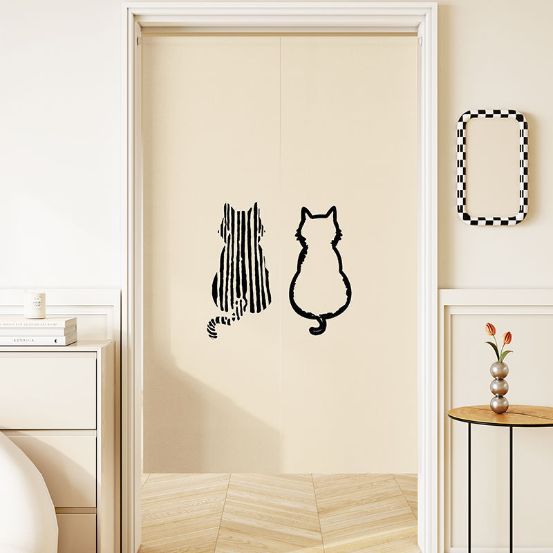 Cat Door Curtain for Bedroom and Kitchen, Partition Curtain, Hanging Curtain for Toilet and Bathroom, Privacy and Concealing Curtain, Half Curtain, No Drilling Required