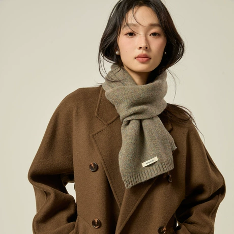 100%羊毛针织围巾女冬季2024新款彩色加厚保暖送礼情侣护颈小围脖
