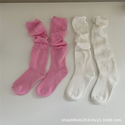 Summer high-top mesh socks, black and white thick needle and thread, long calf-length socks, mid-calf piling cotton socks for women, breathable outdoor wear