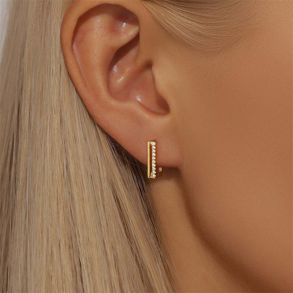 5g Weight 925 Sterling Silver Ear Needle Material Zircon Inlay Material Earrings Classification 1 Pair Quantity Holiday, Banquet, Daily Occasion 925 Sterling Silver Material Geometric Pattern Women's Gender Plating Design Simple Style Style 1 Pair 925 Sterling Silver Zircon Geometric Earrings 3