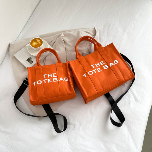 New Women's Handbag Canvas Cross-border THETOTEBAG Large Capacity Fashion Simple Lightweight Small Square Bag