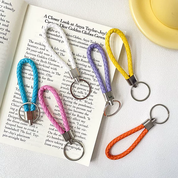 Creative New Leather Rope Keychain Woven Car Pendant Colorful Key Chain Lanyard Pendant Event Gift Jewelry