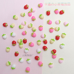 Cartoon Stereo Flats Strawberry Nail Art Jewelry Pure Color Cream Style Small Strawberry Handmade Accessories Material DIY