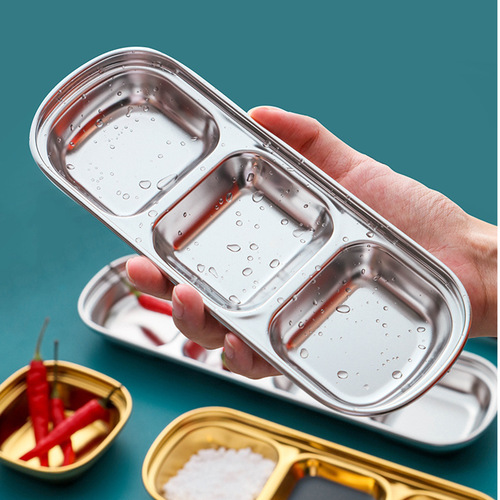 304 stainless steel dipping dish, Korean barbecue sauce dish, thickened golden grid dish, sauce dish, hot pot flavor dish