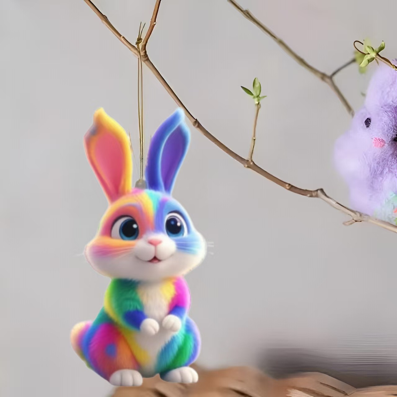 Nuevos productos de Pascua transfronteriza acrílico plano flor Dan lindo conejo colgante de coche Navidad Decoración de Acción de Gracias image 3