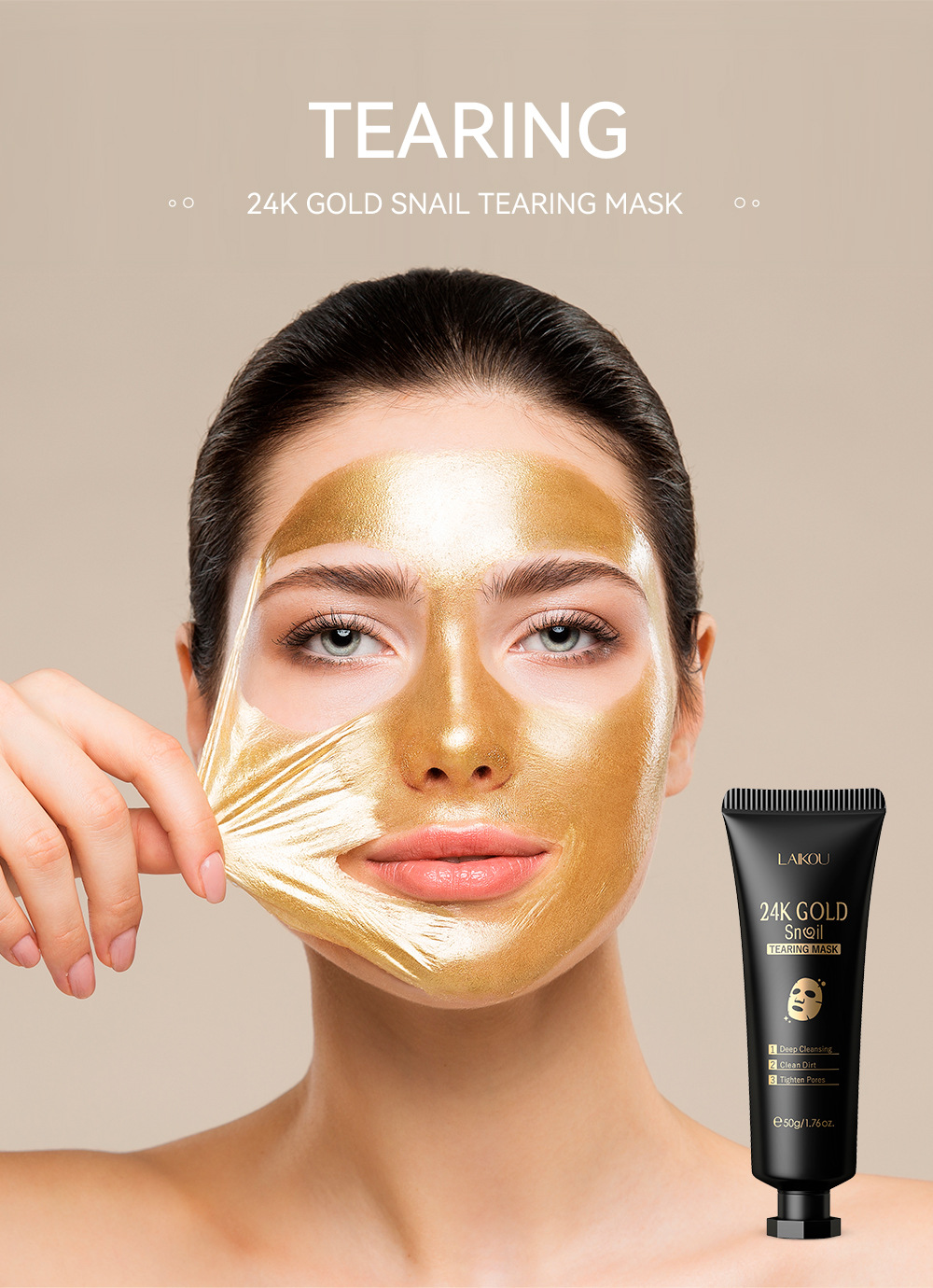 LAIKOU Gold Leaf Peel-off Mask 50g (Color box) Pore Cleansing Skin care products Cross-border supply undefined