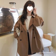 咖色短款风衣外套女宽松2025春秋装新款韩版小个子灯笼袖大衣