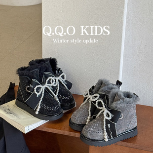 QQOͯЬ 2024����Ůͯ�M���������Yѩ��ѥ������Ƥ����ë����Ь