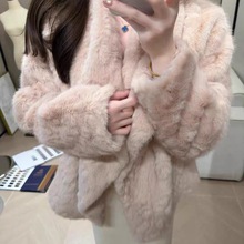 纸片人宽松V领泰迪绒羊剪绒环保皮草皮毛一体羊羔毛毛外套女秋冬