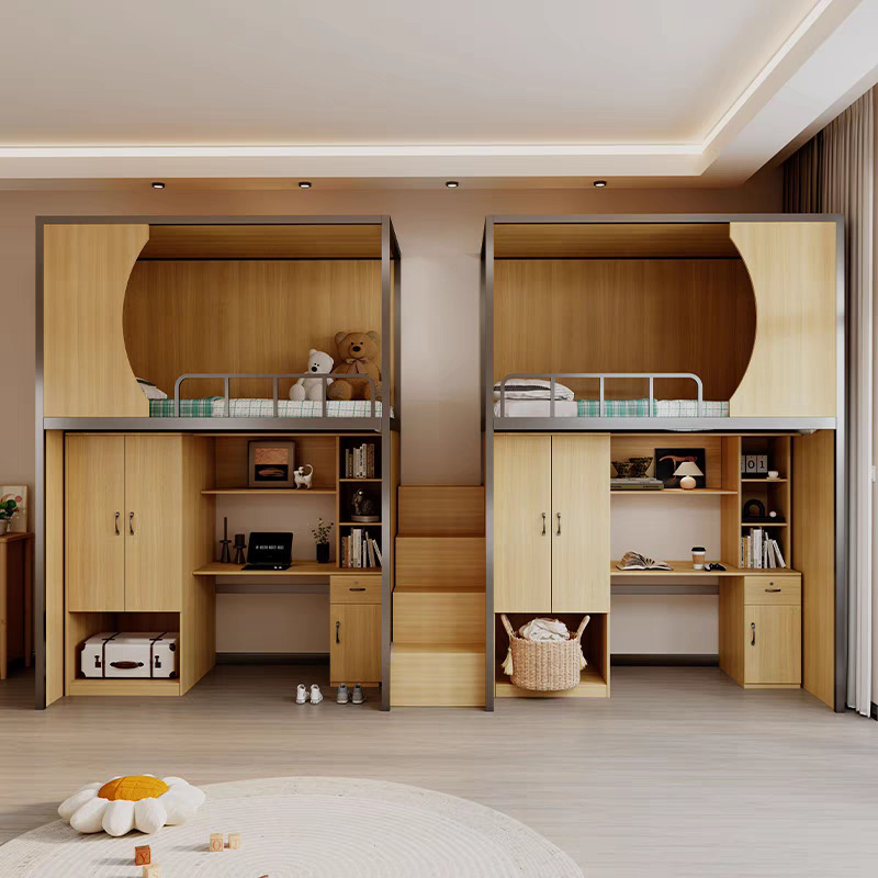 College Student Training Institution School Staff Dormitory Space Capsule Fully Enclosed Upper Bed and Lower Table Combination Elevated Apartment Bed