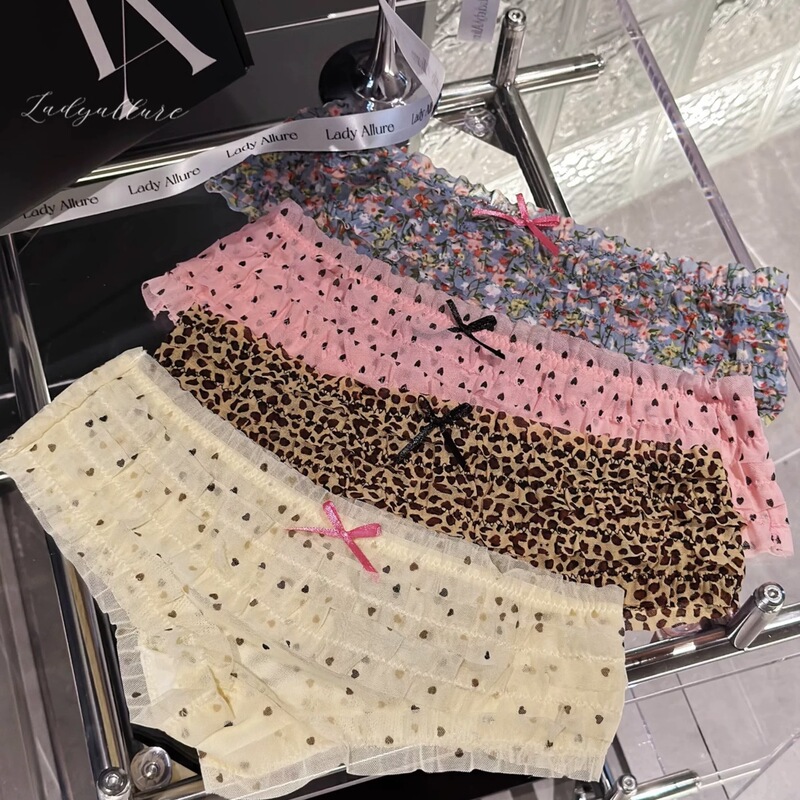 Old-Fashioned Sexy* Cake Lace Leopard Print Floral Pure Desire Mesh Breathable Briefs Girl Style 2025 New