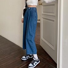 高腰阔腿裤牛仔裤女夏季2024新款时尚宽松显瘦休闲小个子直筒长裤