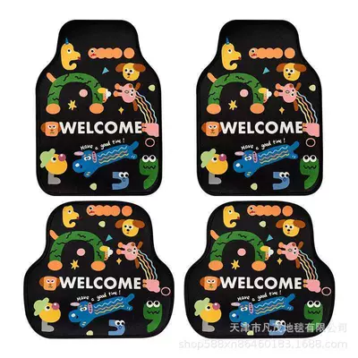Car Decoration, Crystal Velvet, Non-Slip, Avtomobil döşəmə paspasları - cartoon-floor-mat-07-set-of-four-5055-cm-crystal-velvet