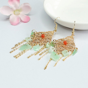 As soon as Yu natural Myanmar A goods jade green with shape earrings diamond ear hook women wholesale hair FC3120907