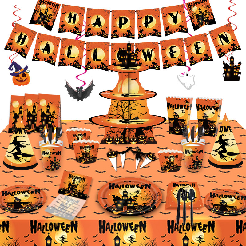 New Halloween Themed Holiday Party Themed Party Plates Disposable Tablecloths Paper Plates Party Supplies