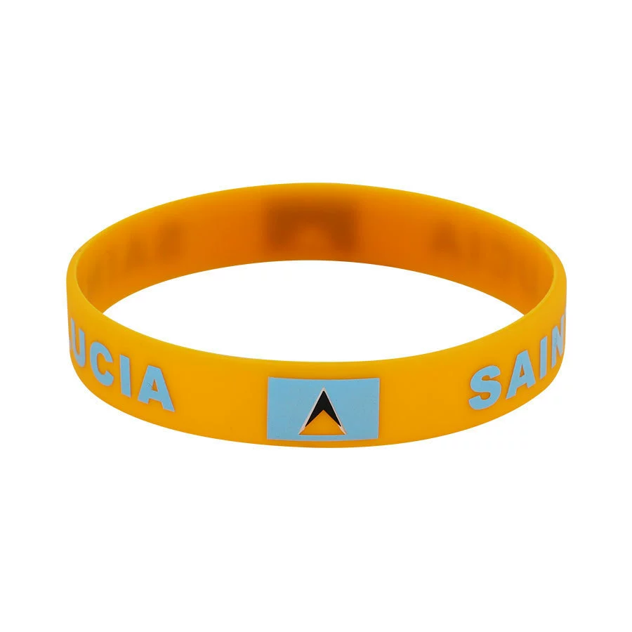 Флаг Сент-Люсии Спортивные игры Энергетический браслет Кубок мира Футбольные фанаты Классический юбилейный силиконовый браслет