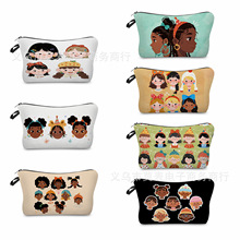 跨境新品卡通黑人小头像印花化妆包百搭礼物收纳包轻便时尚洗漱包