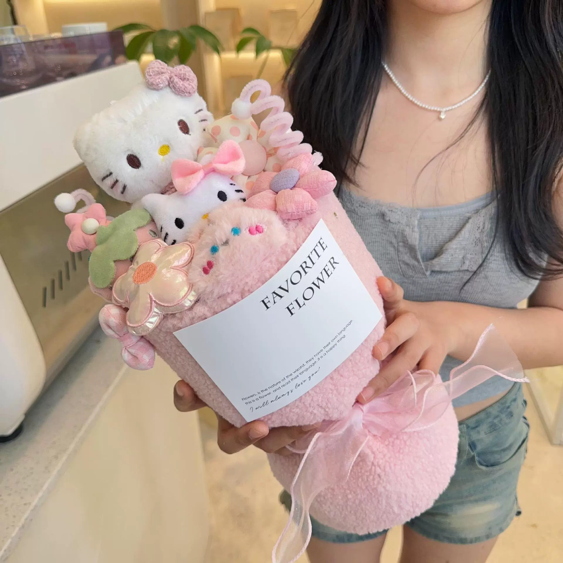 Плюшевый букет (Sanrio) assorted мультяшные куклы в льняном мешке с открыткой — подарок друзьям