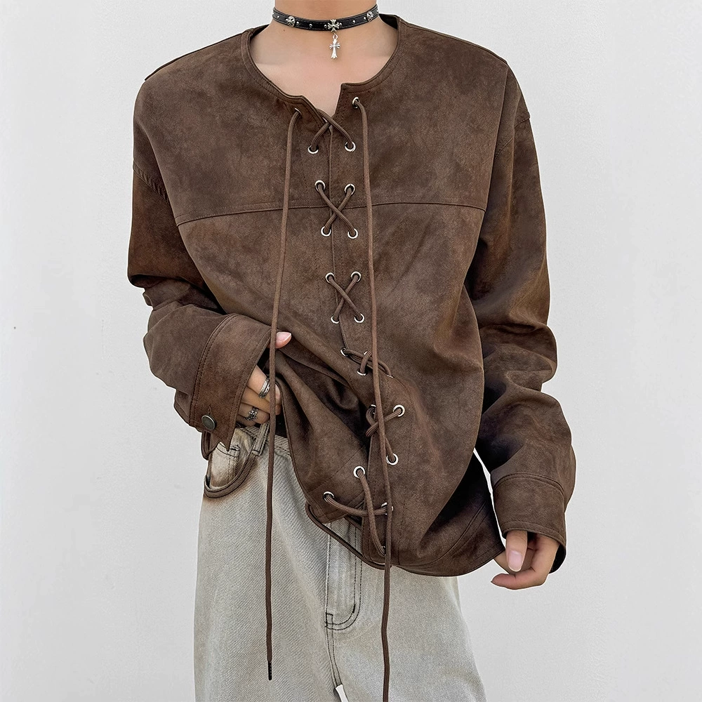 Meirad ретро кожаный пиджак мужской весенний и осенний дизайн чувство нишевые чувство высокого уровня