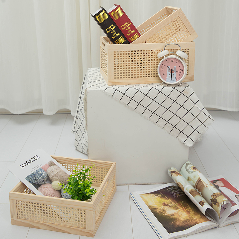 Canasta de almacenamiento de ratán de escritorio de madera maciza transfronteriza bambú tejido pasillo caja de llaves cajón de la sala de estar caja de artículos diversos de almacenamiento hueco