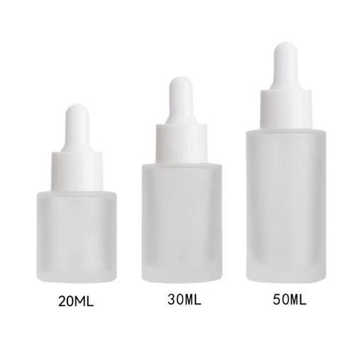 30ml Essence Serum Bottle, Flat-Shoulder Cylindrical Container | 20ml Glass Lotion Bottle for Refilling | Empty Essential Oil Bottles with Dropper