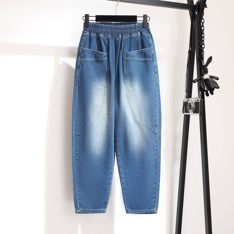 100,00-175,00 кг брюки очень больших размеров женские осенние узкие штаны с редиской в промежности плюс толстые джинсы с высокой талией 300 кг