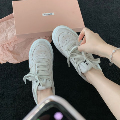 牛皮版~葡萄妈同款真皮板鞋做旧脏脏鞋松糕厚底增高休闲小白鞋女