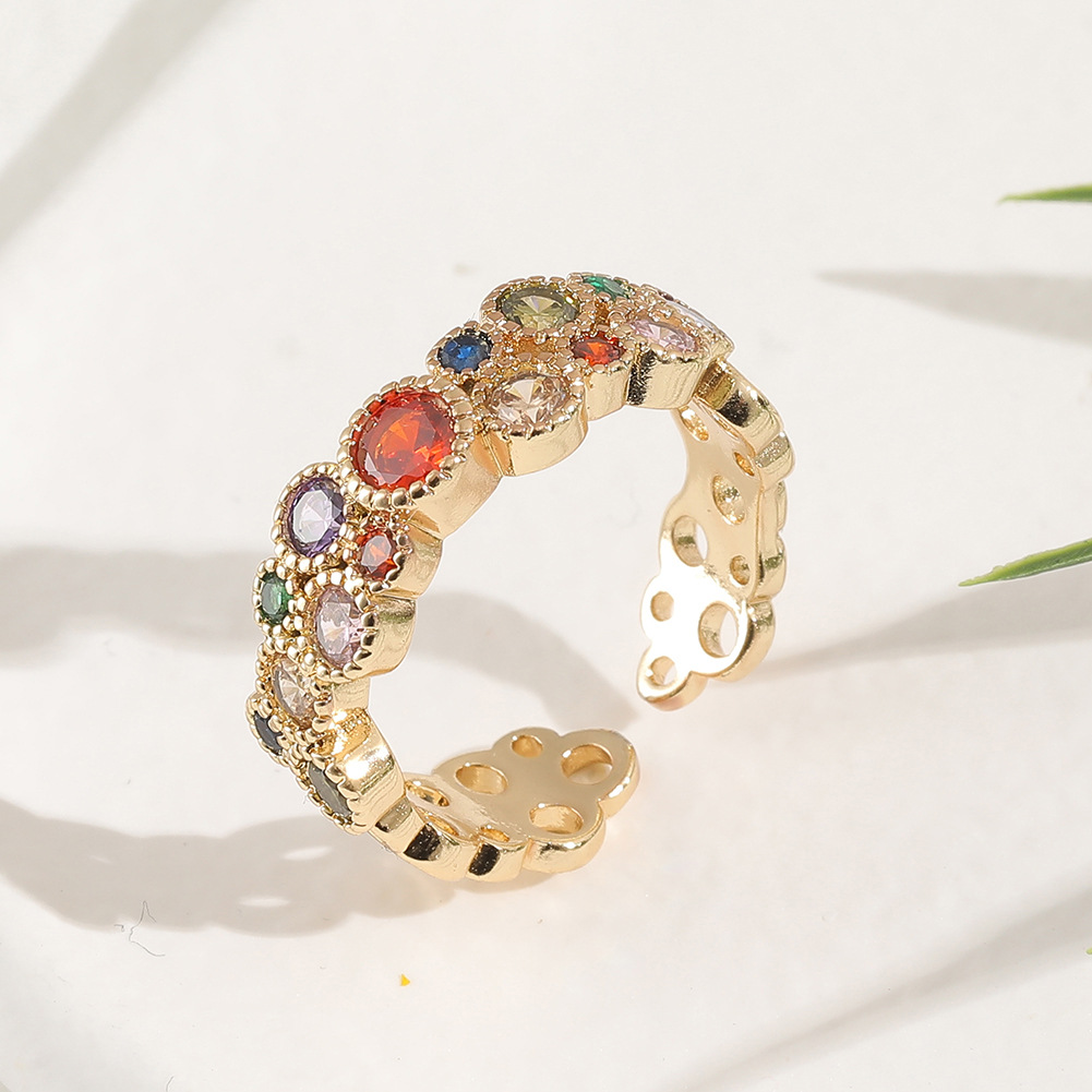 Womenu0027s Hand Jewelry Copper Real Gold Plated Inlaid Colored Zircon Rings