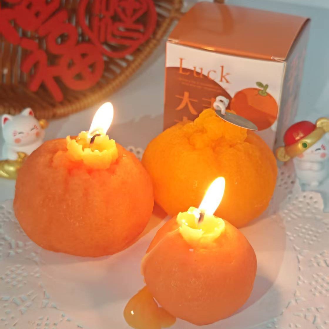 Fealdas de arroz * regalos de mano de fragancia de boda * naranja perfumes hechos a mano vela de estilo de Año Nuevo al por mayor