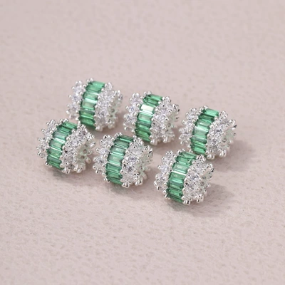 Zərgərlik ara hissələri, 18K gold inlaid zircon - no-10-silver-green-zircon-transfer-beads