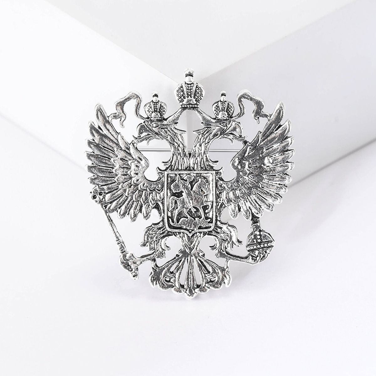 Double-headed Eagle Brooch For Men, Ancient Style Crown Lapel Pin_voghion.com