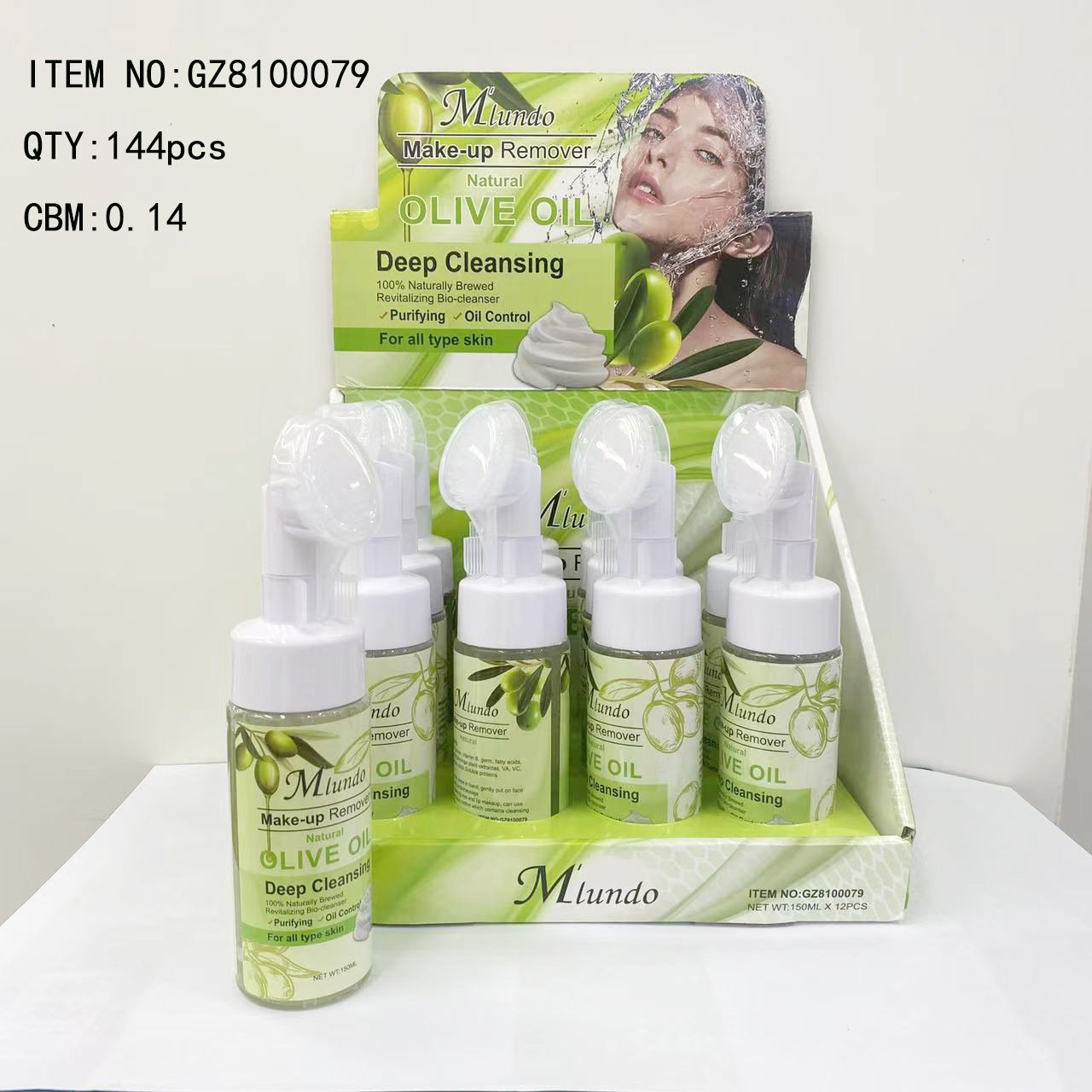 MLUNDO suave cepillo de la cabeza removedor de maquillaje de espuma mousse removedor de maquillaje Limpieza de silicona cepillo de cabeza de una sola pieza de generación de cabello limpiador facial