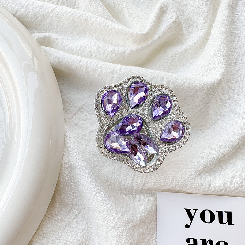 Plastic, Rhinestone Material Cute Paw Print Plastic Rhinestone Universal Phone Cases