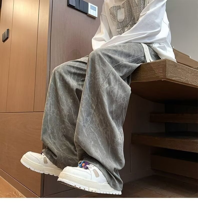 Pantalones de paracaídas de mecha de lámpara para hombres primavera y otoño 2024 pantalones de paracaídas sueltos pantalones de piernas largas tendencia de herramientas de estilo