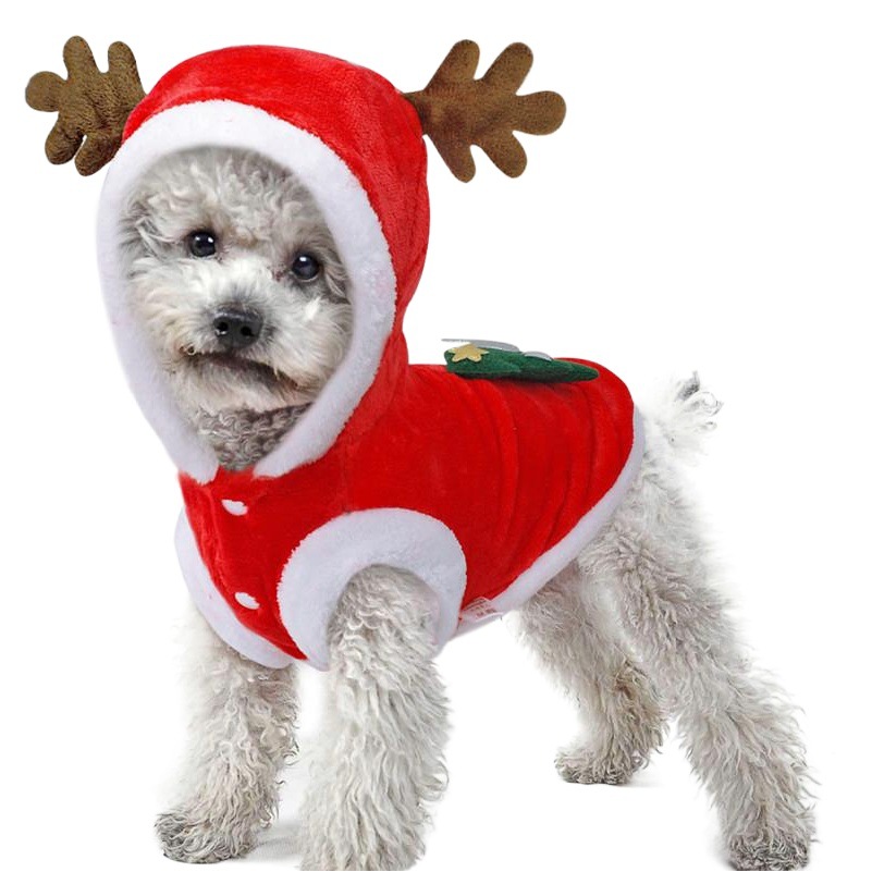 Ropa para mascotas Otoño e Invierno franela caliente ropa festiva ropa de perro de comercio exterior gato alce ropa de Navidad Año Nuevo Hombre
