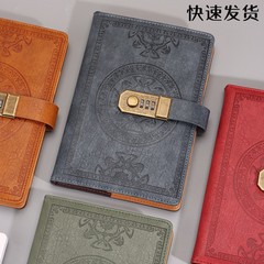 跨境新款密码锁笔记本A5复古密码本带锁日记本商务笔记本厂家批发