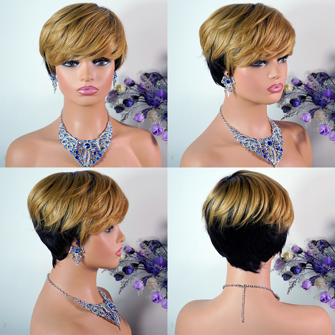 Mujeres Elegante Casual Cabello Natural Franja Lateral Pelo Corto Y Liso Pelucas display picture 3