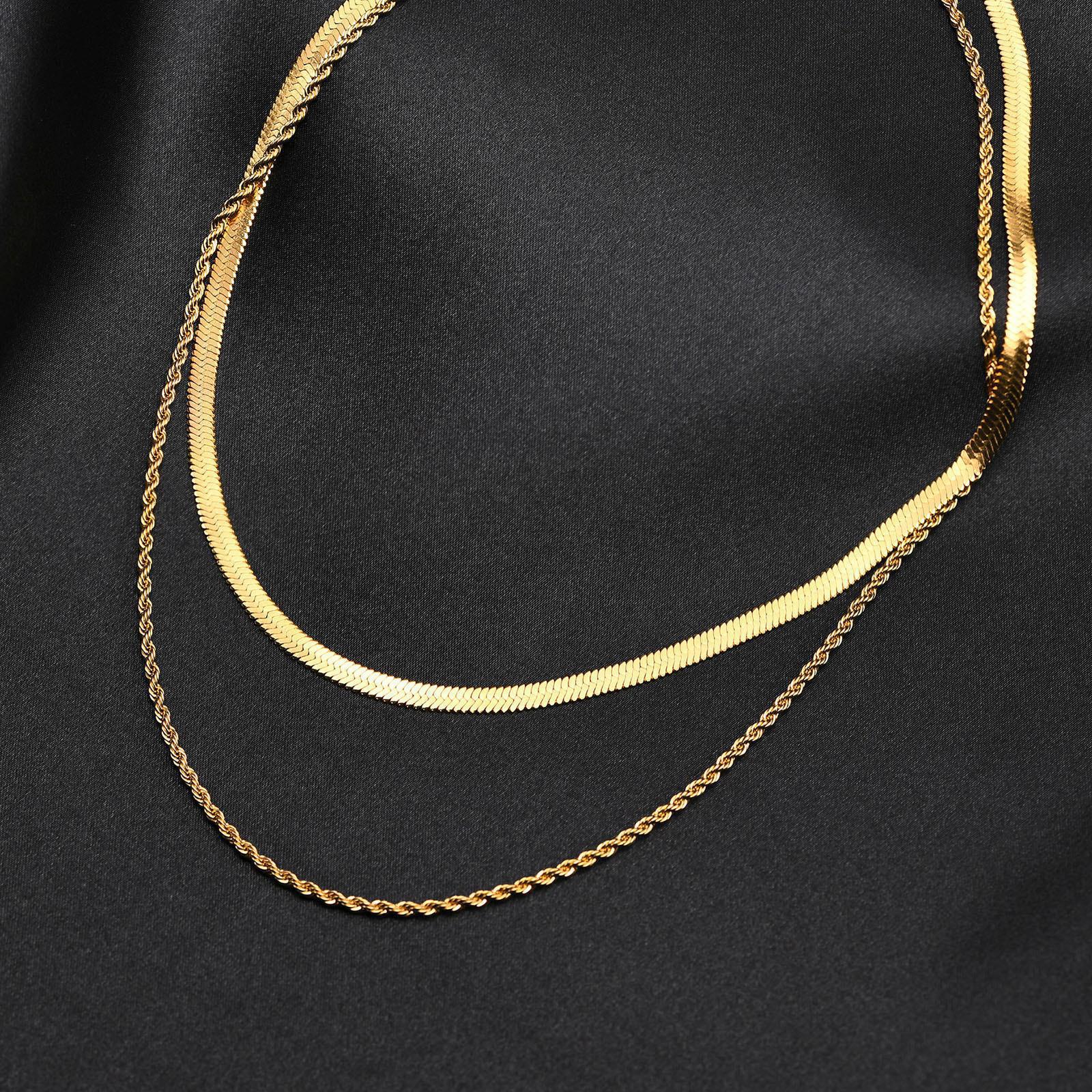 rope chain, snake chain Chain Type 1 Piece Quantity Daily Occasion 304 Stainless Steel Material Solid Color Pattern PVD Coated Gold Plated Solid Color Stainless Steel Hip-Hop Simple Style Waterproof Non Tarnish 304 Stainless Steel Necklace
