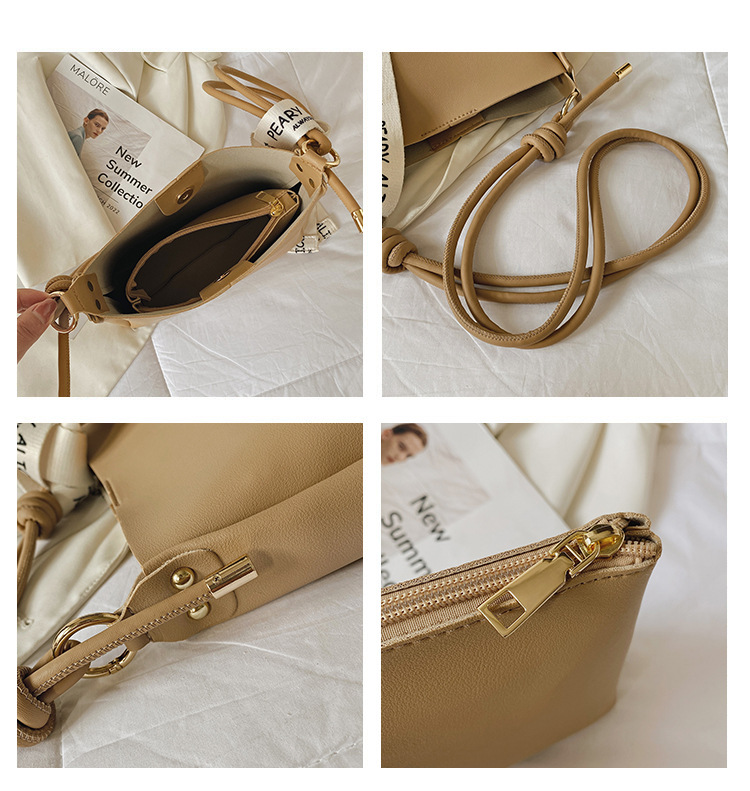 2021 New Solid Color Single Shoulder Messenger Handbags Fashion Texture Bucket Bag Korean Underarm Bag display picture 17