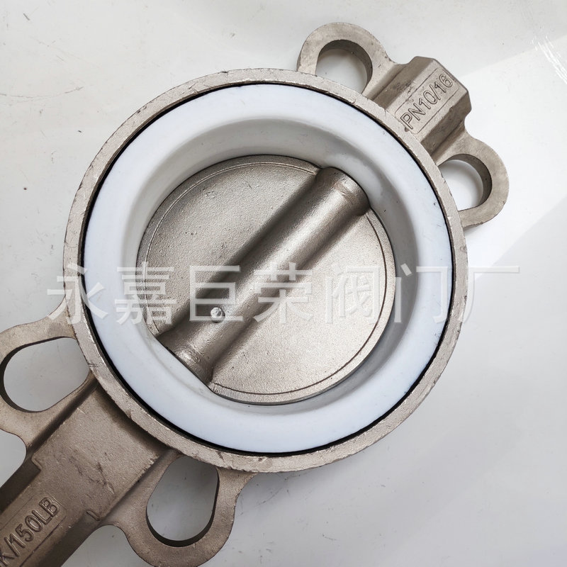 不锈钢对夹蝶阀D71F-16P手动对夹衬四氟蝶阀 304材质蝶阀