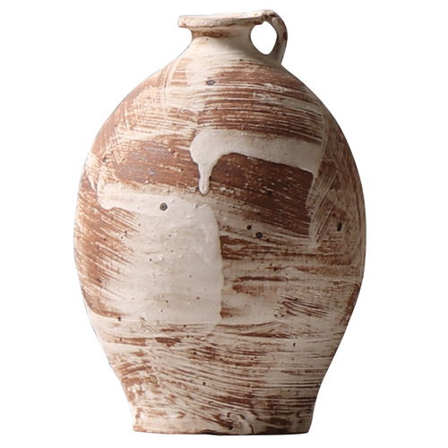 Wabi-sabi style small terracotta jar, guesthouse interior decoration, creative floral vases for living room and tea room, rustic terracotta desk ornaments