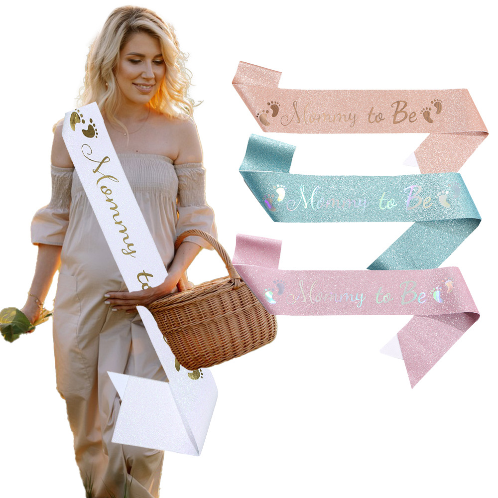 Glitter Cloth Mommy to Be Expectant Mother Daddy Shoulder Strap Etiquette Belt Party Ribbon Belt Baby Shower